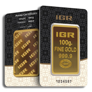 100 gram Gold Bar - IGR Metals (Carded)