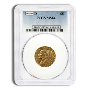 $5 Gold Indian Half Eagle - PCGS MS64