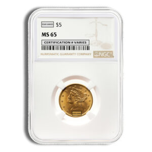 $5 Gold Liberty Half Eagle - NGC MS65