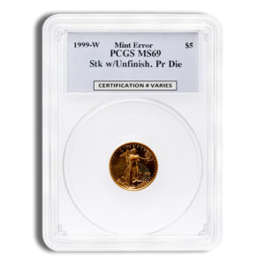 1999-W 1/10oz Unfinished Proof Die Gold Eagle $5 PCGS MS69